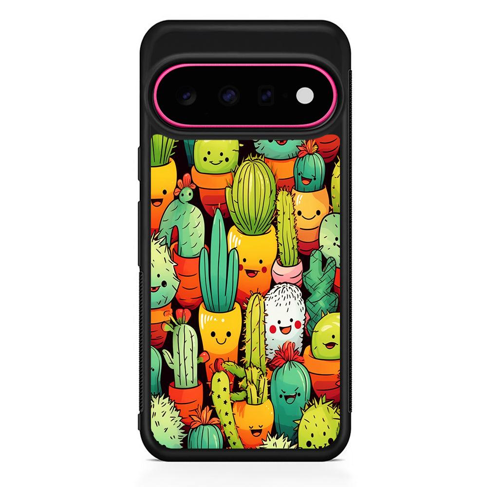 Cactus Cartoon in Pots Google Pixel 11 Case | Slim Shockproof Cover