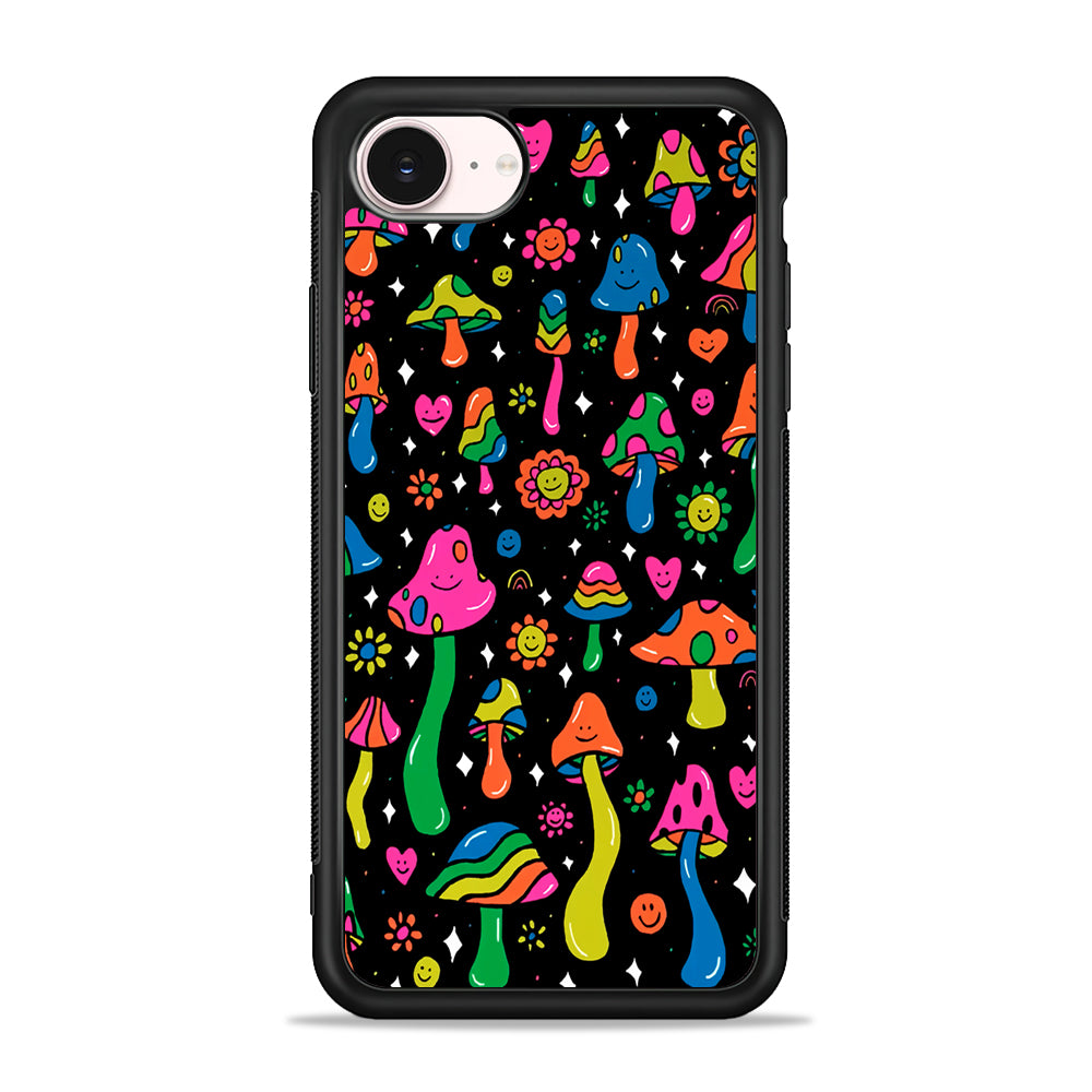 Various Mushrooms Smile Colorful iPhone 17e Case - Silicone Case