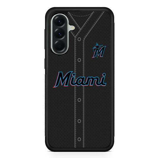 MLB Miami Marlins Jersey Samsung Galaxy A56 Case | Samsung Galaxy A56 Protective Rubber Case
