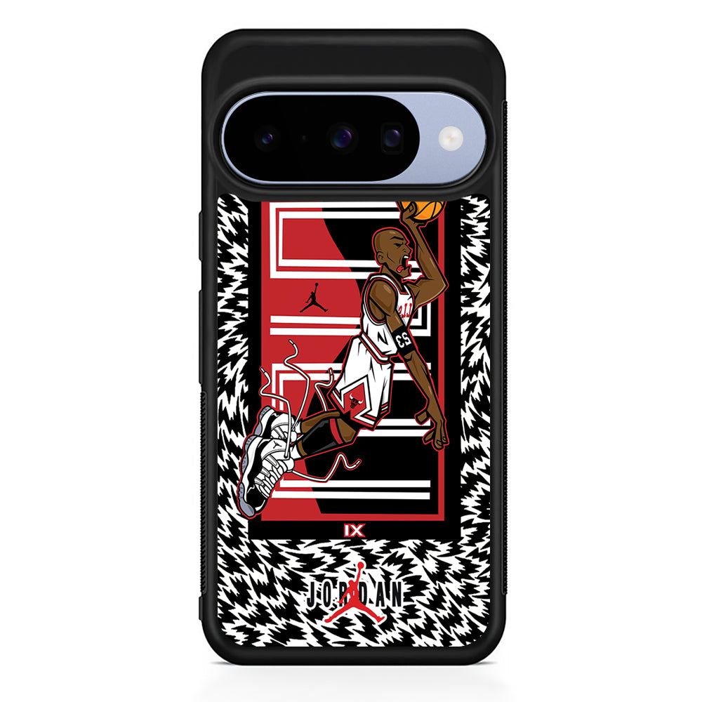 Air Jordan 23 Cartoon Signature Google Pixel 10 Case | Google Pixel 10 Rubber Protective Case
