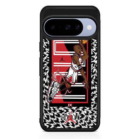Air Jordan 23 Cartoon Signature Google Pixel 10 Case | Google Pixel 10 Rubber Protective Case