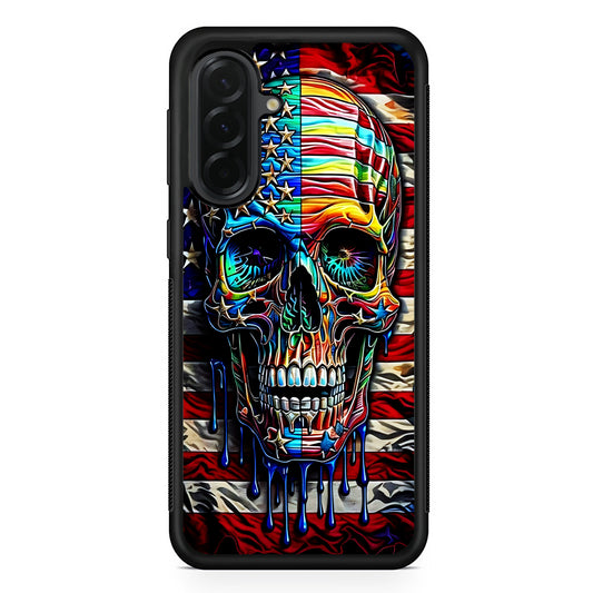 American Flag with Face Skulls Samsung Galaxy A36 Case | Protective Rubber Cover
