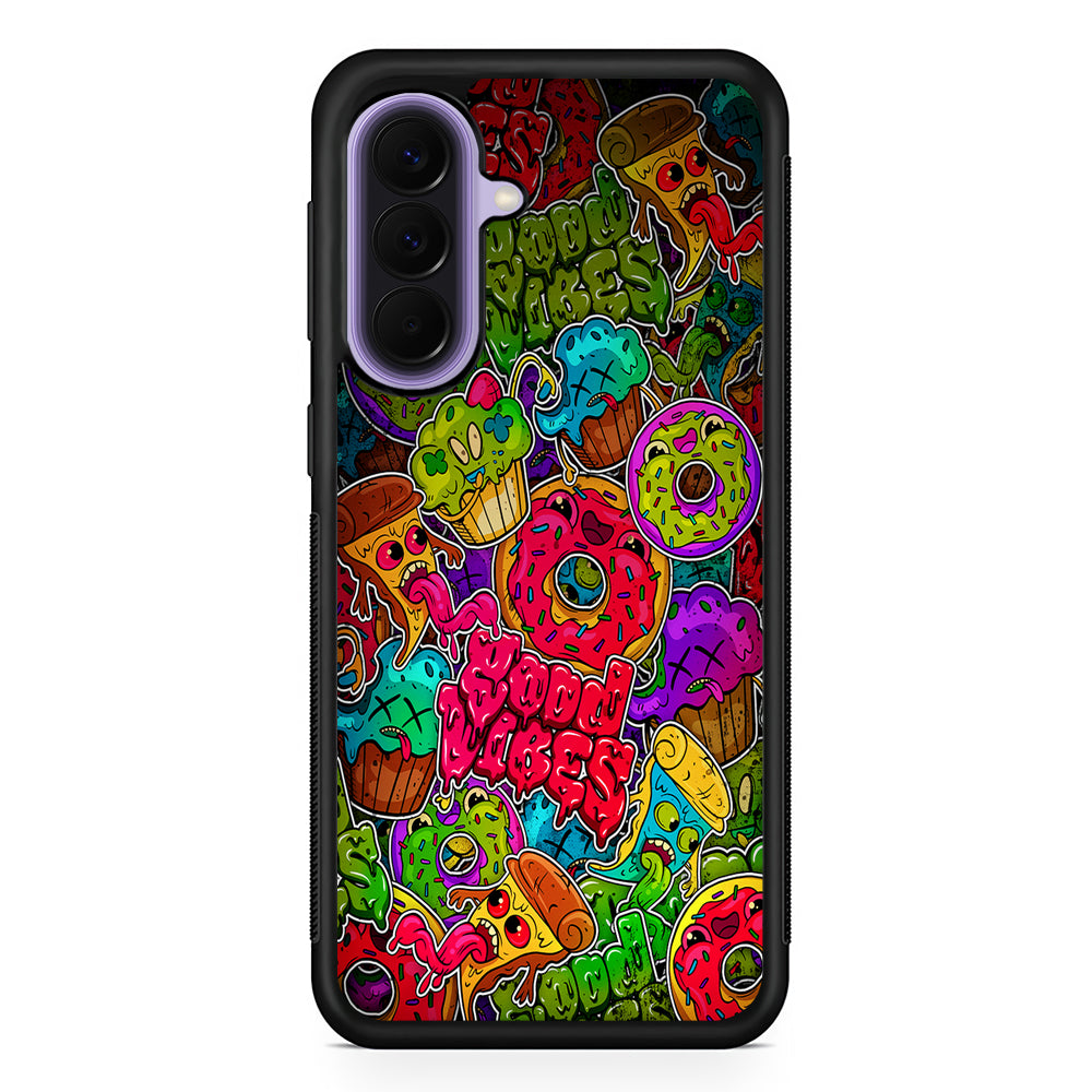Colorful Scary Food Doodle Samsung Galaxy A57 Case | Slim Samsung Galaxy A57 Rubber Case
