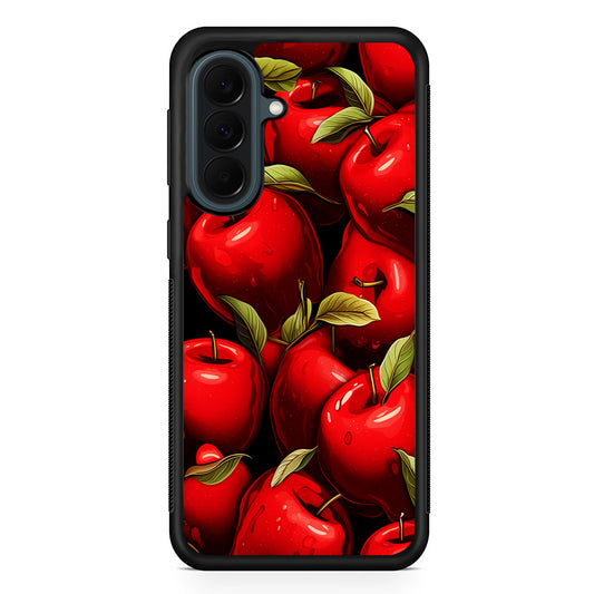 A Red Apple with Leaves Samsung Galaxy A37 Case | Samsung Galaxy A37 Rubber Phone Case