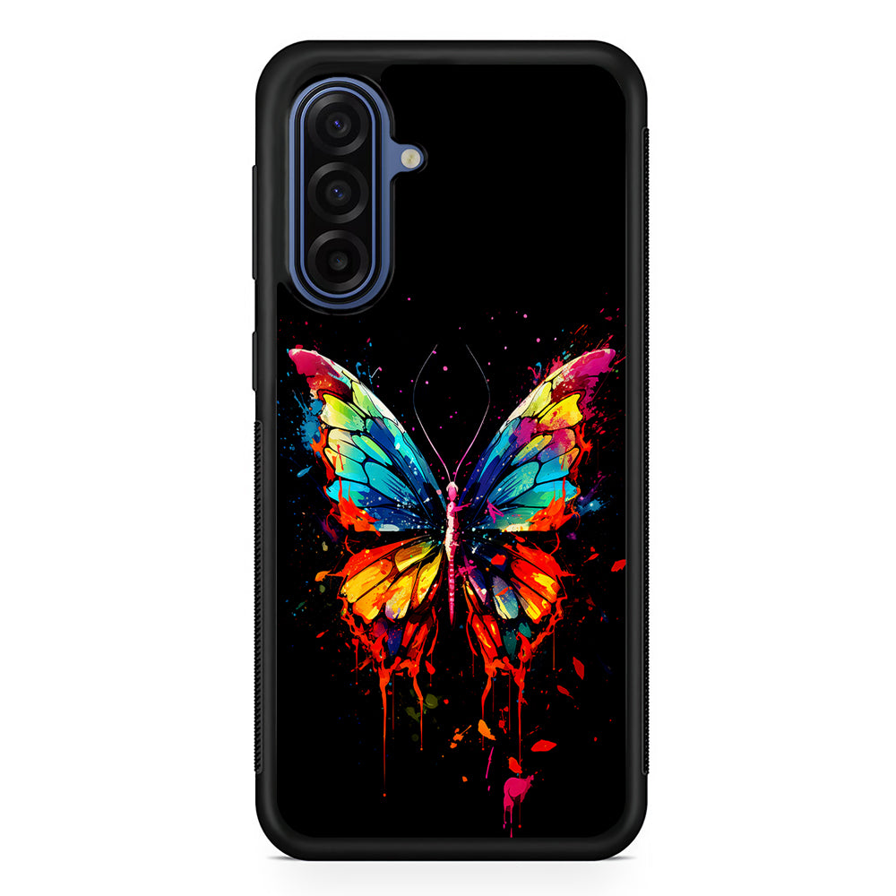 Colorful Butterfly Painting on Black Samsung Galaxy A17 Case | Slim Protective Phone Cover