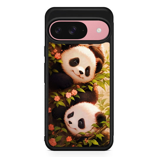 Three Cute Pandas Hiding Google Pixel 9 Case | Google Pixel 9 Protective Rubber Case