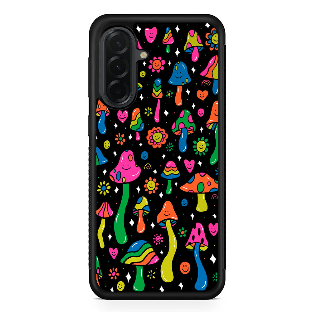 Various Mushrooms Smile Colorful Samsung Galaxy A36 Case | Protective Rubber Cover