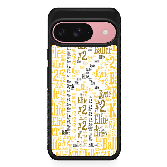 Kyrie Irving Words Doodle Yellow Google Pixel 9 Case | Google Pixel 9 Protective Rubber Case