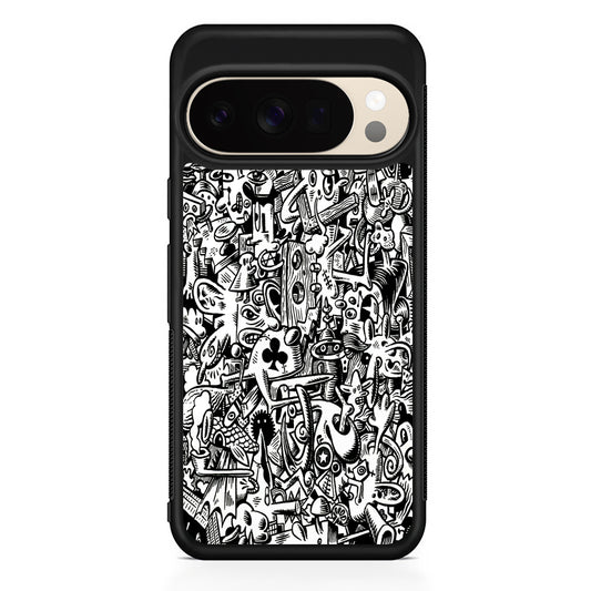 Graffiti Doodle Monokrom Google Pixel 10 Pro XL Case | Slim Google Pixel 10 Pro XL Protective Case
