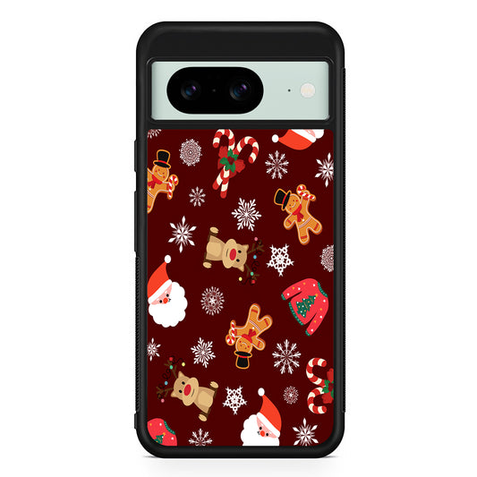 Christmas Ornaments Pattern Maroon Google Pixel 8 Case | Durable Protective Cover for Google Pixel 8
