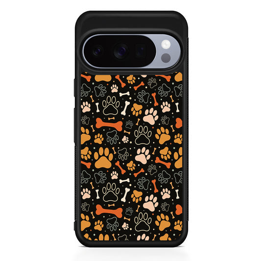 Dog Footprints and Bones Google Pixel 10 Pro Case | Slim Google Pixel 10 Pro Rubber Case
