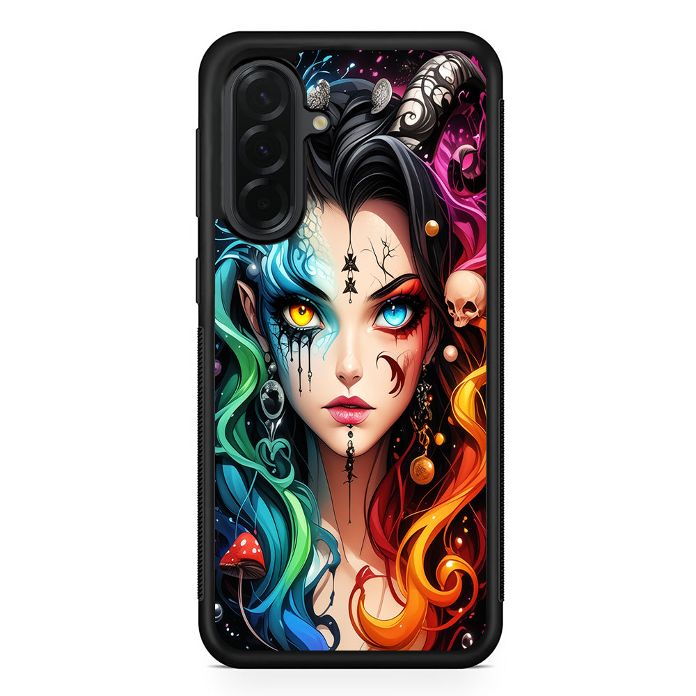 Horned Witch Girl Anime Art Samsung Galaxy A36 Case | Protective Rubber Cover