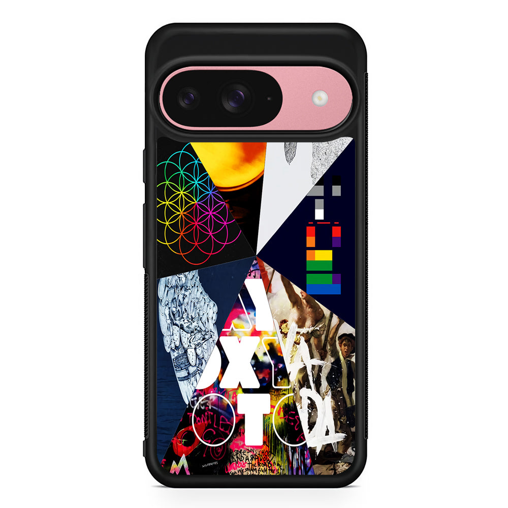 Coldplay Album Cover Collage Google Pixel 9 Case | Google Pixel 9 Protective Rubber Case