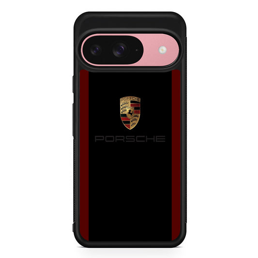 Porsche Logo Stripe Maroon Google Pixel 9 Case | Durable Google Pixel 9 Cover