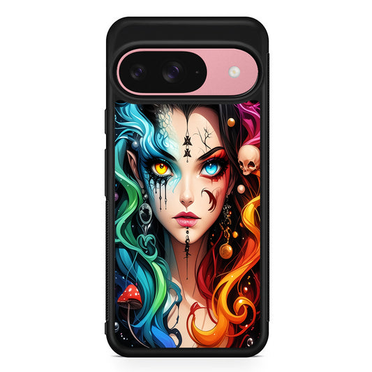 Horned Witch Girl Anime Art Google Pixel 9 Case | Google Pixel 9 Protective Rubber Case