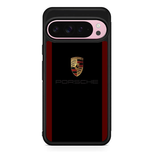 Porsche Logo Stripe Maroon Google Pixel 9 Pro XL Case | Protective Cover