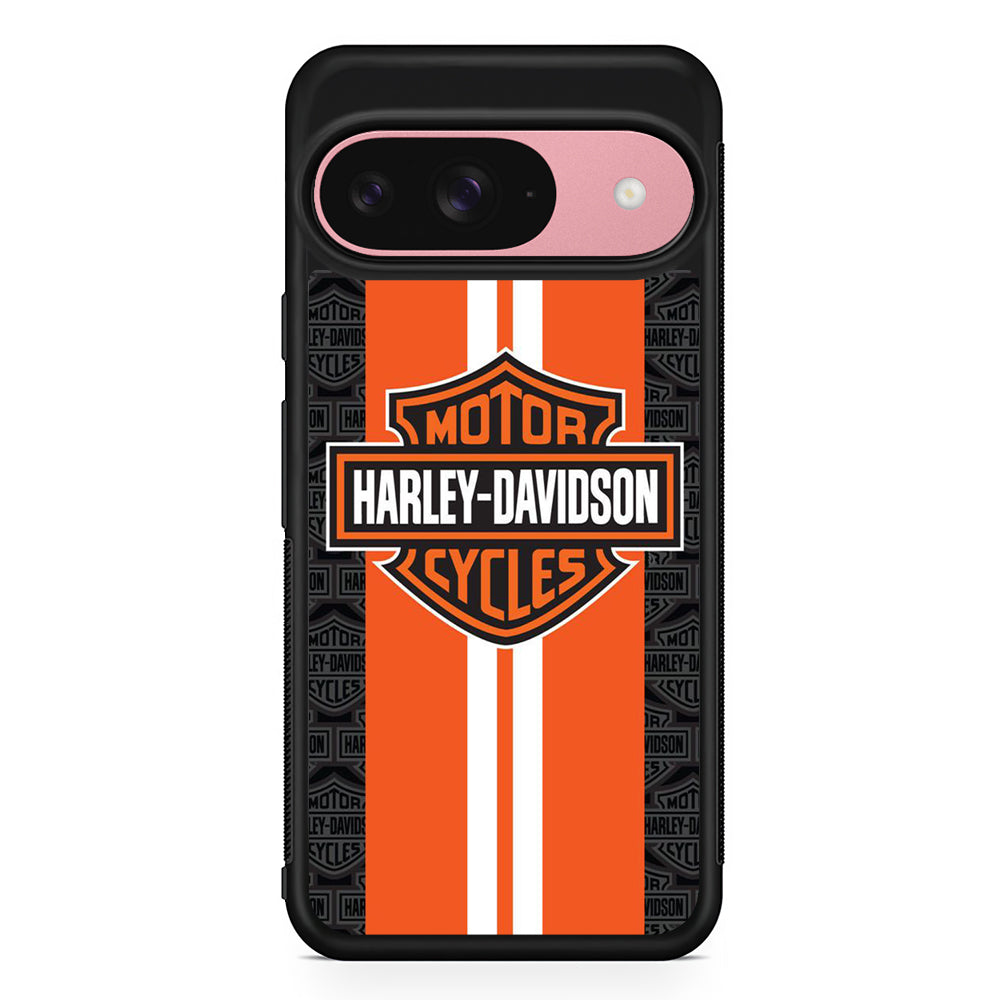 Harley Davidson Orange Stripe White Google Pixel 9 Case | Durable Google Pixel 9 Cover