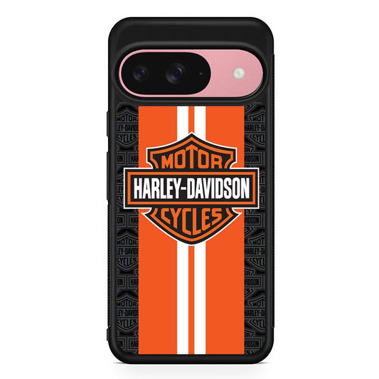Harley Davidson Orange Stripe White Google Pixel 9 Case | Durable Google Pixel 9 Cover
