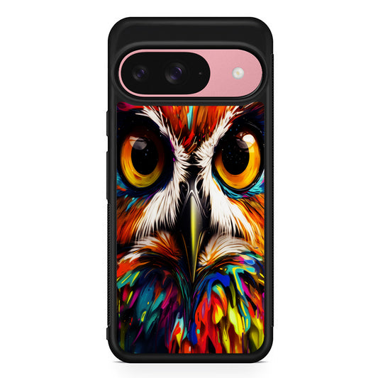 Colorful Owl Face Google Pixel 9 Case | Google Pixel 9 Protective Rubber Case