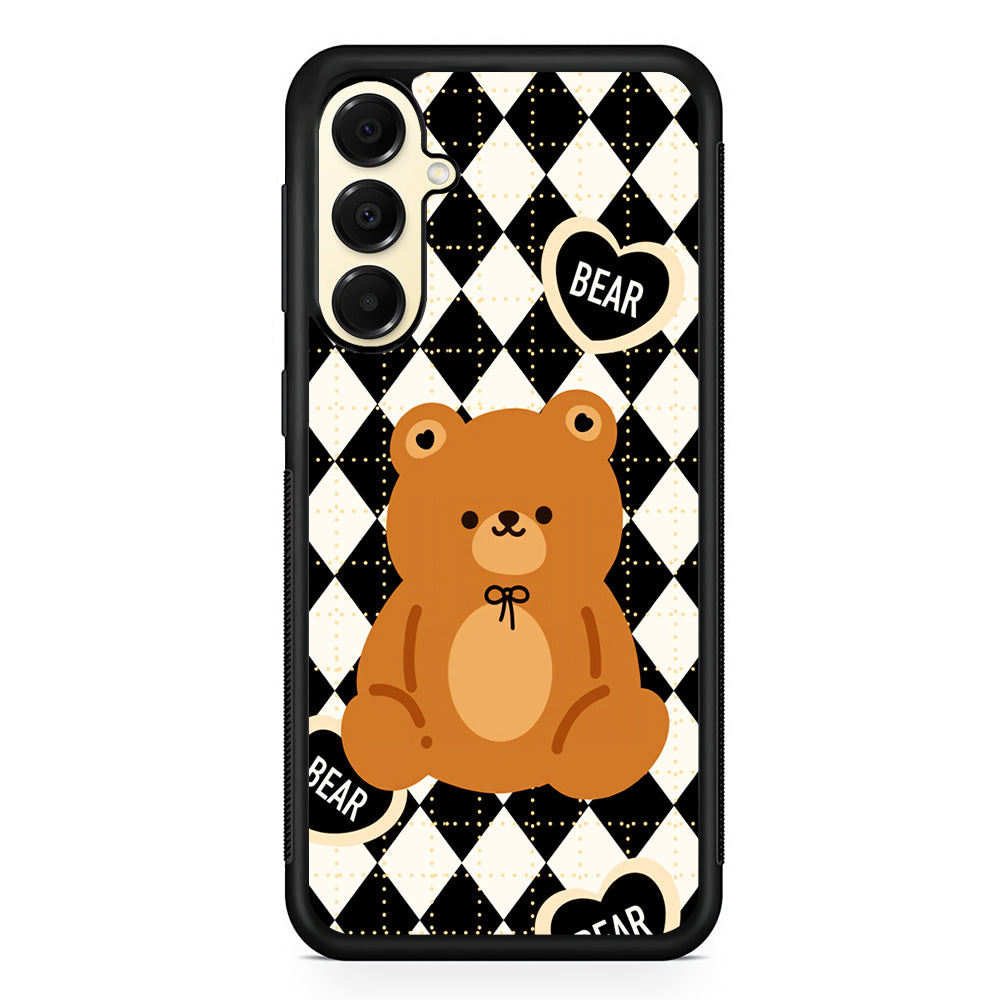 Bear and Black Flanel Samsung Galaxy A16 Case | Slim Rubber Samsung Galaxy A16 Case