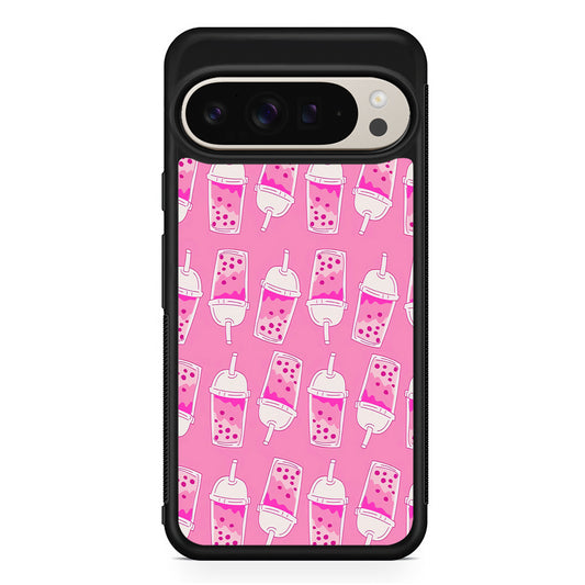 Bubble Tea Pink Pattern Google Pixel 9 Pro Case | Slim Protective Cover