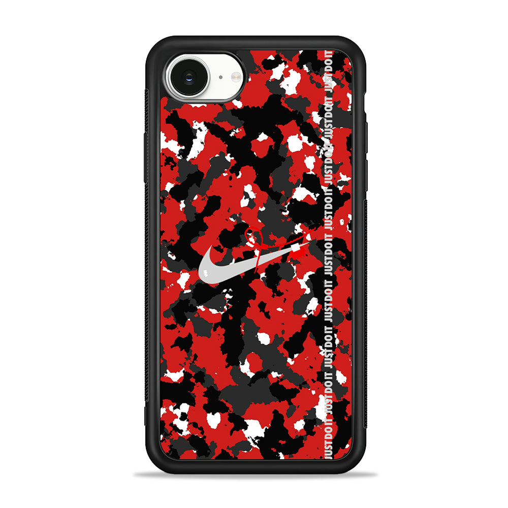 Nike Red Splash Camouflage iPhone 16e Case - Slim Silicone Case