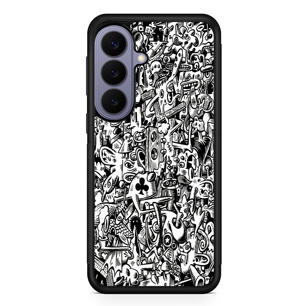 Graffiti Doodle Monokrom Samsung Galaxy S26 Case | Durable Rubber Case for Samsung Galaxy S26