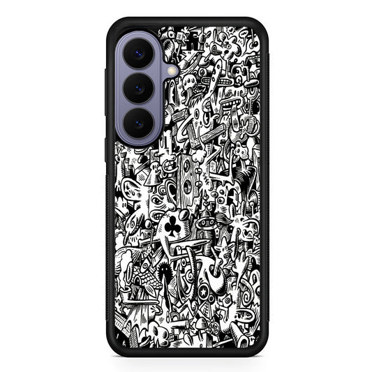 Graffiti Doodle Monokrom Samsung Galaxy S26 Case | Durable Rubber Case for Samsung Galaxy S26
