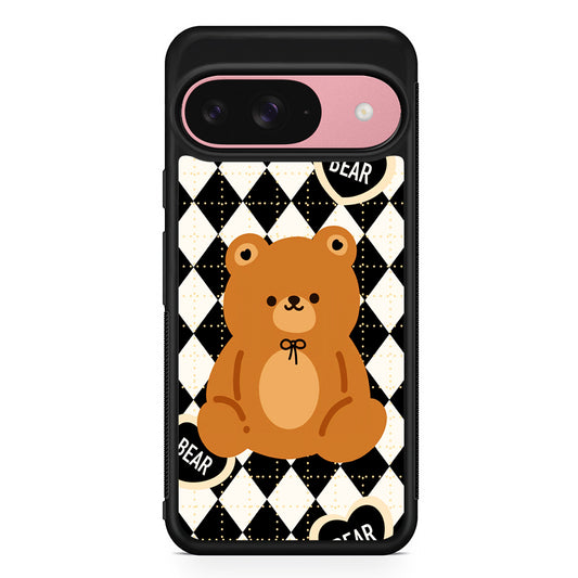 Bear and Black Flanel Google Pixel 9 Case | Google Pixel 9 Protective Rubber Case