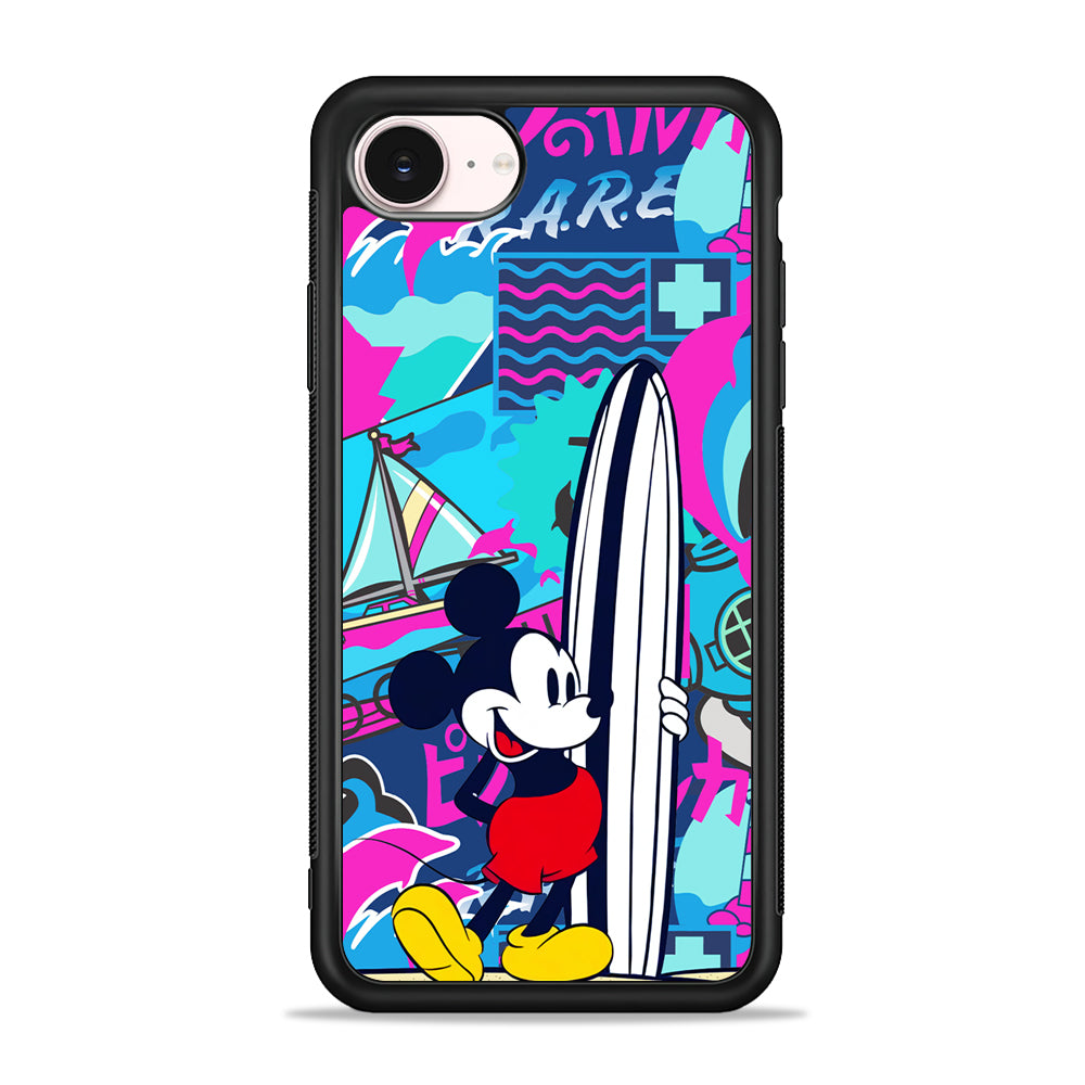 Mickey Mouse Surf Board iPhone 17e Case - Silicone Case