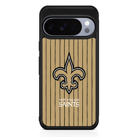 NFL New Orleans Saints Striped Google Pixel 10 Pro Case | Slim Google Pixel 10 Pro Rubber Case