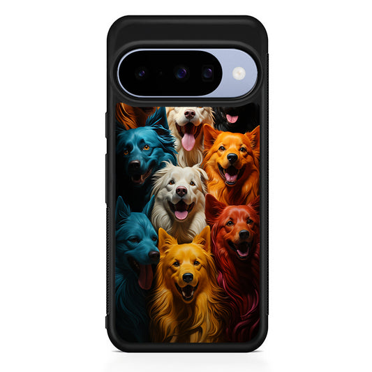 Collection of Colorful Dogs Google Pixel 10 Case | Google Pixel 10 Rubber Protective Case