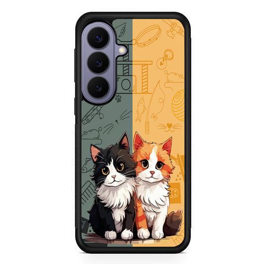 Two Cute Cats Kawai Samsung Galaxy S26 Case | Durable Rubber Case for Samsung Galaxy S26