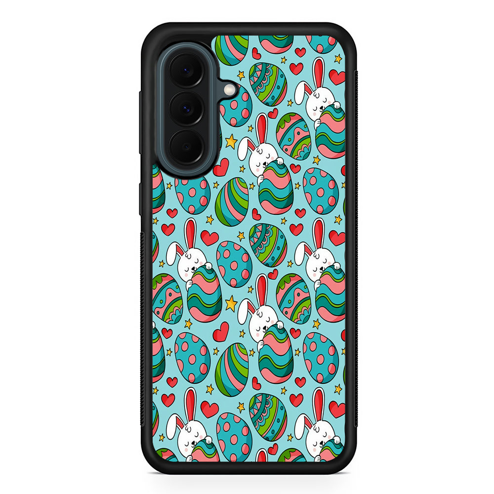 Easter Eggs and Rabbits Pattern Samsung Galaxy A37 Case | Samsung Galaxy A37 Rubber Phone Case