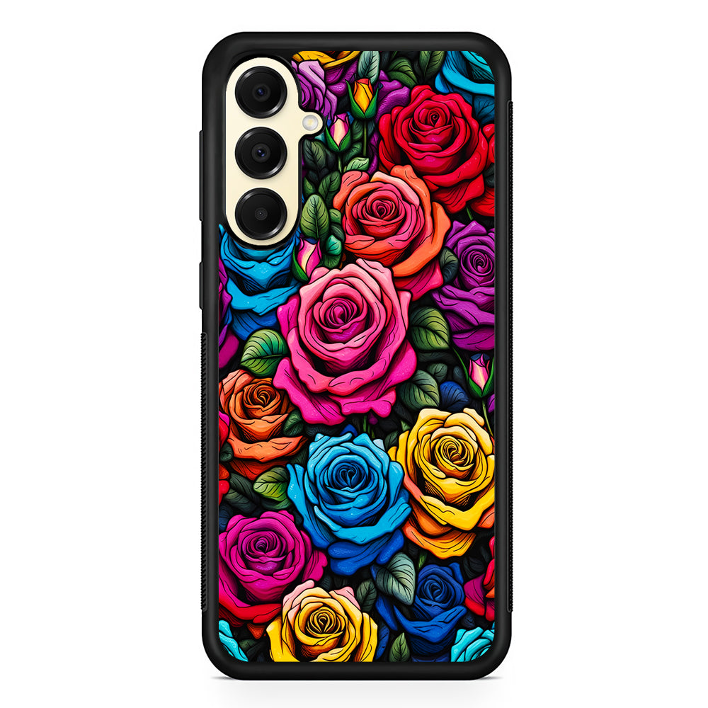 Colourful Roses Flowers Aesthetic Samsung Galaxy A16 Case | Slim Rubber Samsung Galaxy A16 Case