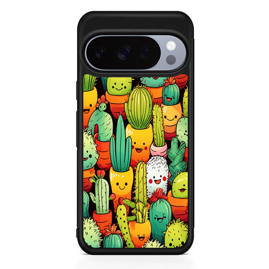 Cactus Cartoon in Pots Google Pixel 10 Pro Case | Slim Google Pixel 10 Pro Rubber Case