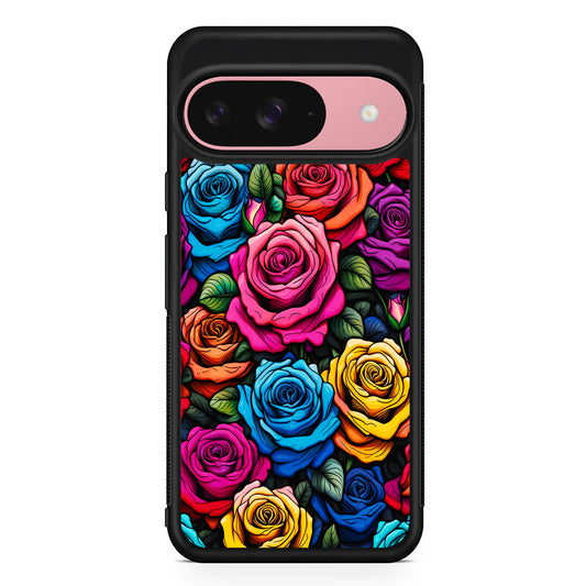Colourful Roses Flowers Aesthetic Google Pixel 9 Case | Google Pixel 9 Protective Rubber Case