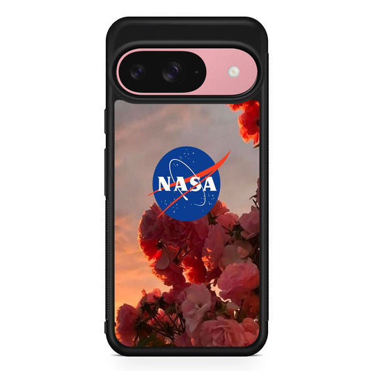Nasa Logo Pink Flowers Google Pixel 9 Case | Google Pixel 9 Protective Rubber Case