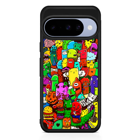 Cartoon Doodle Drawing Art Google Pixel 10 Case | Google Pixel 10 Rubber Protective Case