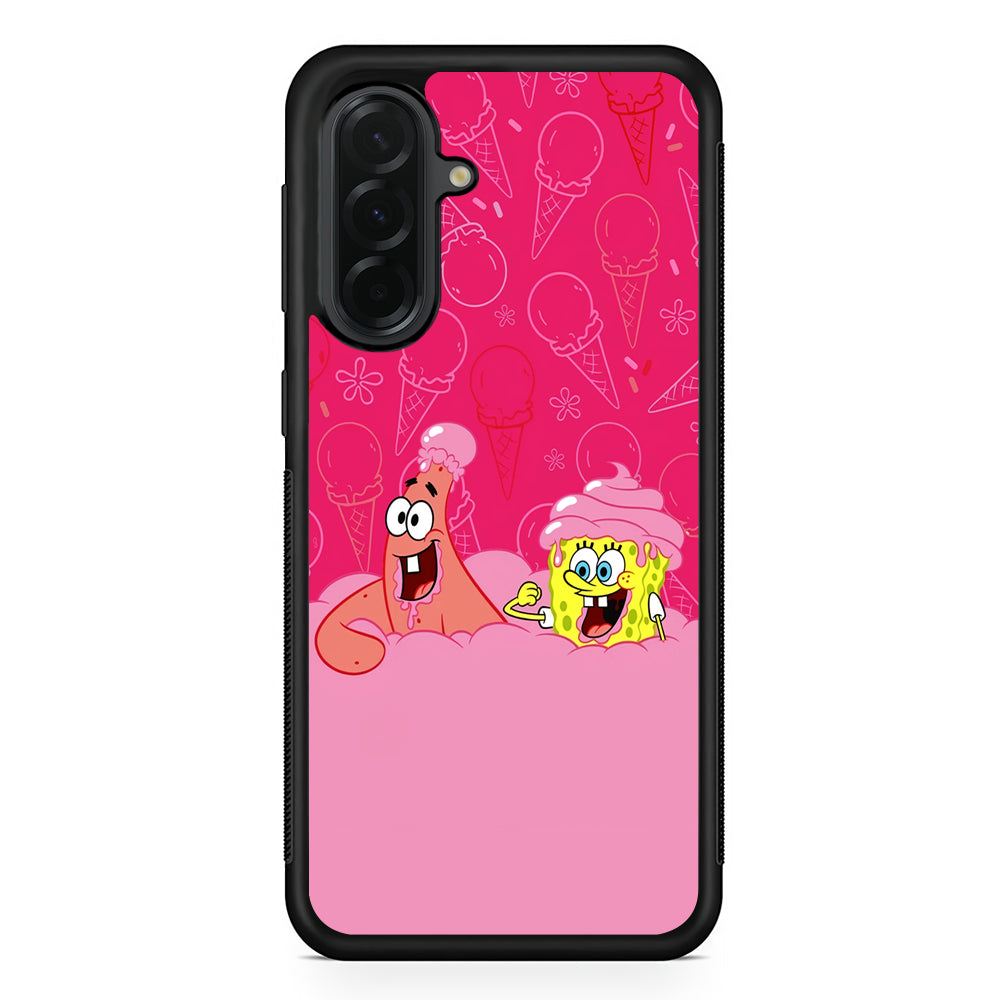 Spongebob and Patrick Eating Ice Cream Samsung Galaxy A36 Case | Protective Rubber Cover