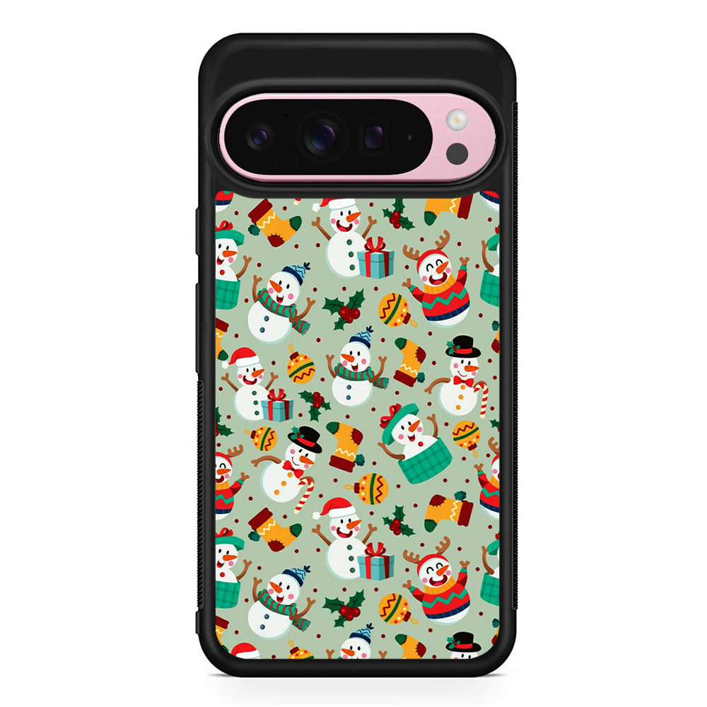 Snowman Cartoon Christmas Pattern Google Pixel 9 Pro XL Case | Protective Cover
