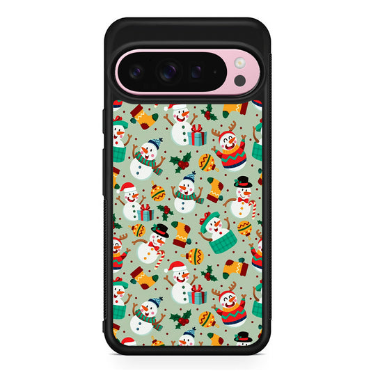 Snowman Cartoon Christmas Pattern Google Pixel 9 Pro XL Case | Protective Cover
