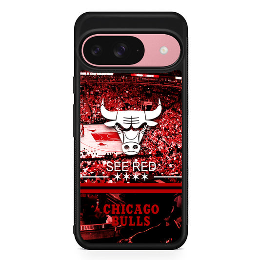 NBA Chicago Bulls See Red Google Pixel 9 Case | Google Pixel 9 Protective Rubber Case