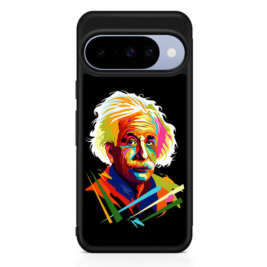 Albert Einstein Pop Art Black Google Pixel 10 Case | Google Pixel 10 Rubber Protective Case