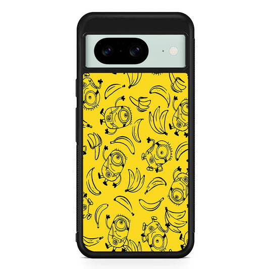Minions and Banana Yellow Google Pixel 8 Case | Durable Protective Cover for Google Pixel 8