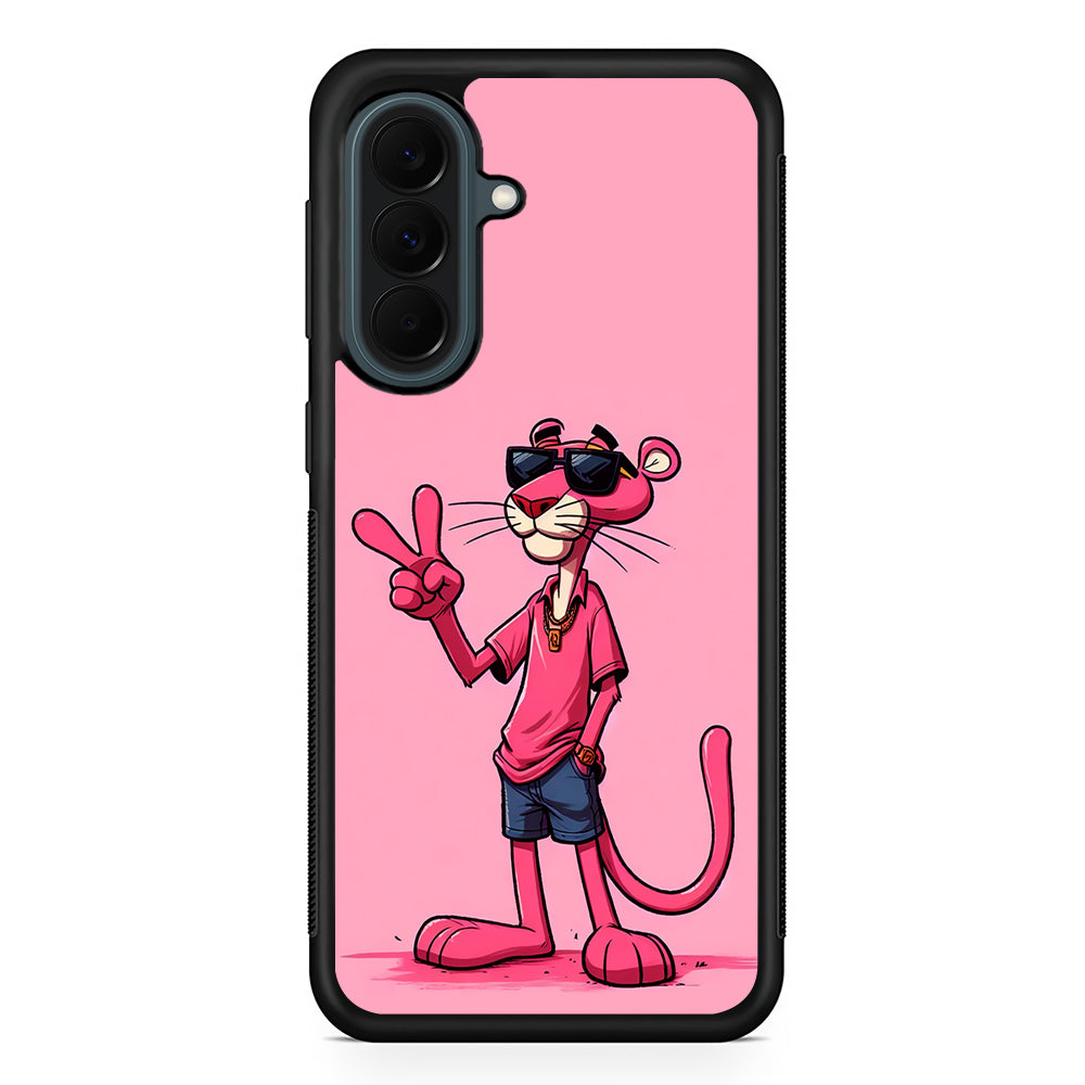 Pink Panther Wearing Glasses Samsung Galaxy A37 Case | Samsung Galaxy A37 Rubber Phone Case