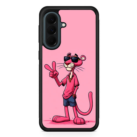 Pink Panther Wearing Glasses Samsung Galaxy A37 Case | Samsung Galaxy A37 Rubber Phone Case