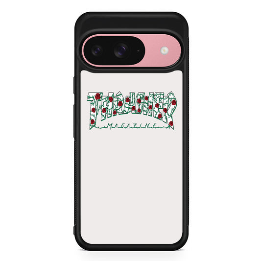Thrasher White Milk Rose Floral Google Pixel 9 Case | Durable Google Pixel 9 Cover