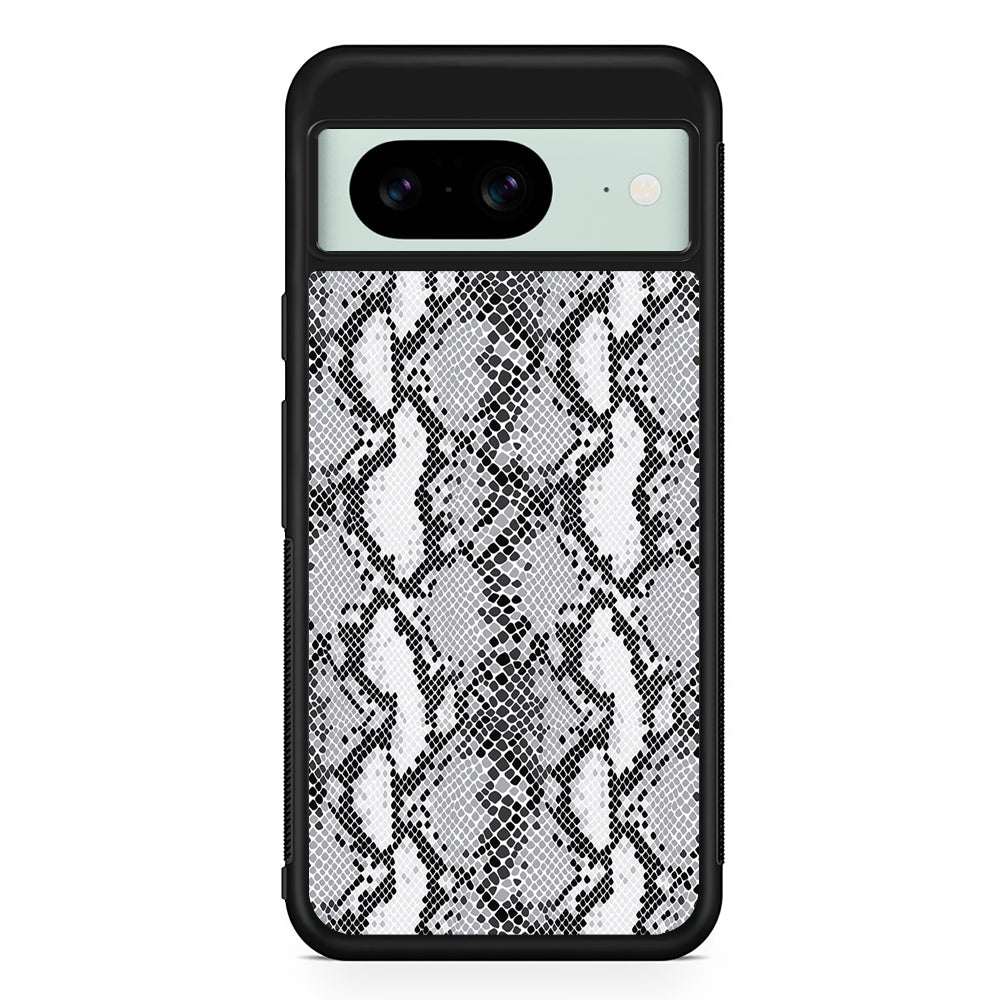 White Snake Skin Pattern Google Pixel 8 Case | Durable Protective Cover for Google Pixel 8