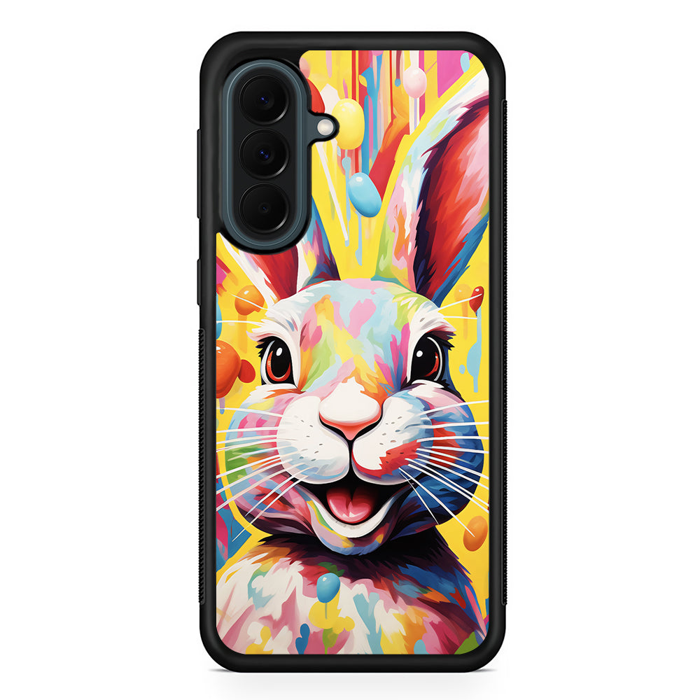 Happy Rabbit Painting Samsung Galaxy A37 Case | Samsung Galaxy A37 Rubber Phone Case